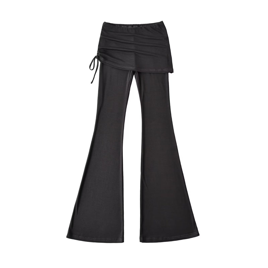 Women’s flared trousers with integrated mini skirt overlay and drawstring Amarae