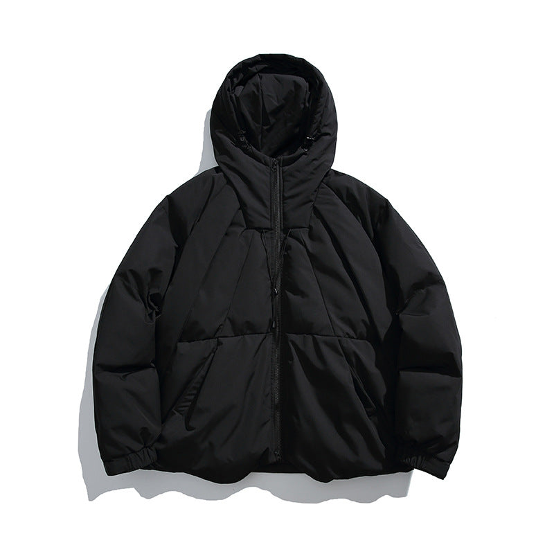 Unisex Boxy-padded hoodie with high stand-up collar and drawstring hem Amarae