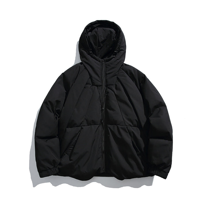 Unisex Boxy-padded hoodie with high stand-up collar and drawstring hem Amarae