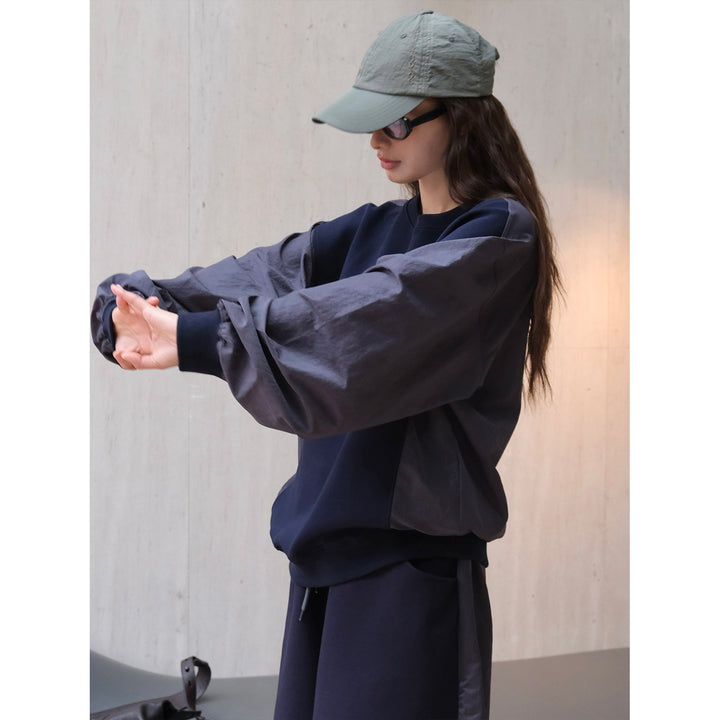 Women's Casual Sweatshirt Set with Voluminous Balloon Sleeves and Relaxed Lounge Cut Amarae