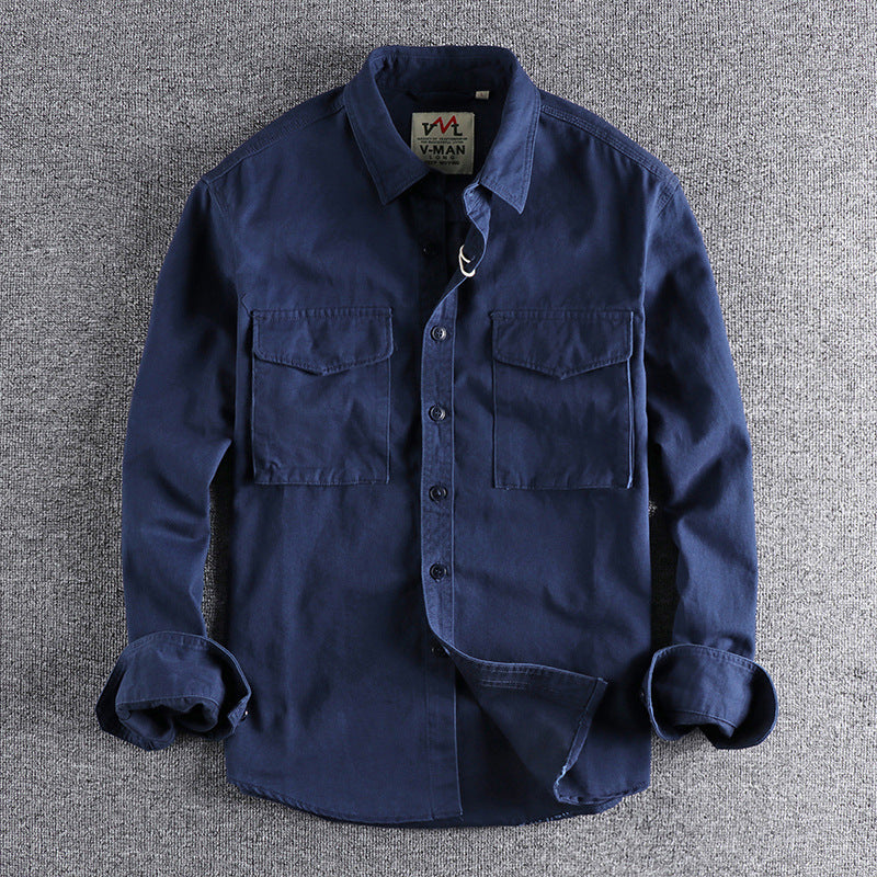 Men's cotton shirt with practical chest pockets and button-down collar Amarae
