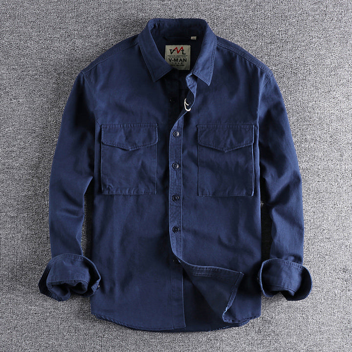 Men's cotton shirt with practical chest pockets and button-down collar Amarae