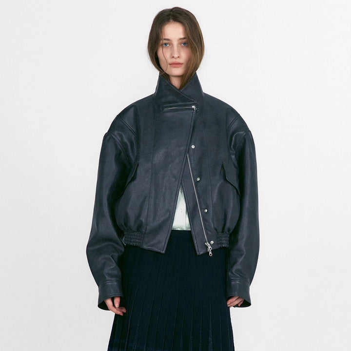 Veste en cuir pour femmes au fit oversized avec poches pratiques Chic & Stil