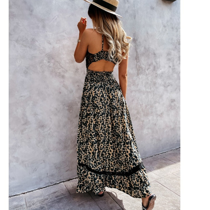 Maxi dress for women with lace embellishments Lune London