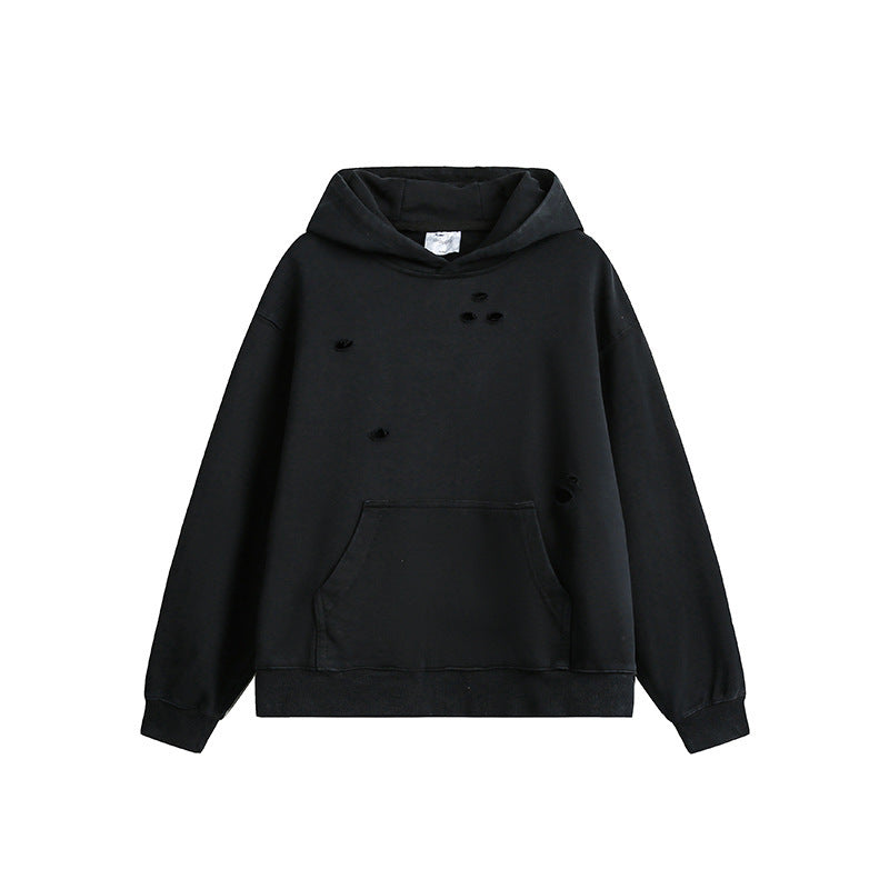 Unisex Oversize Hoodie with Distressed Details, Kangaroo Pocket and Ribbed Cuffs Amarae