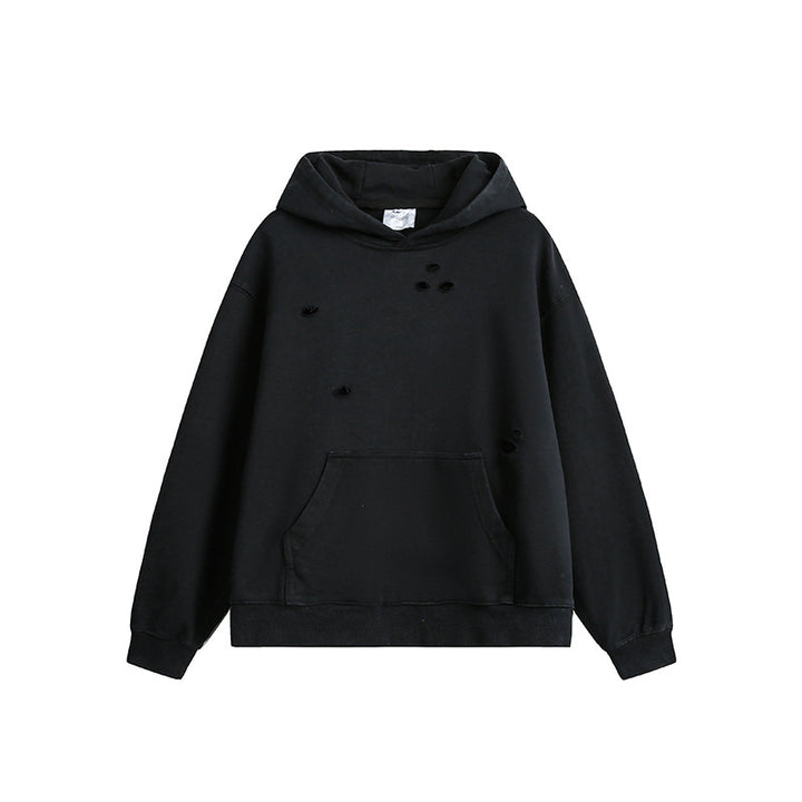 Unisex Oversize Hoodie with Distressed Details, Kangaroo Pocket and Ribbed Cuffs Amarae