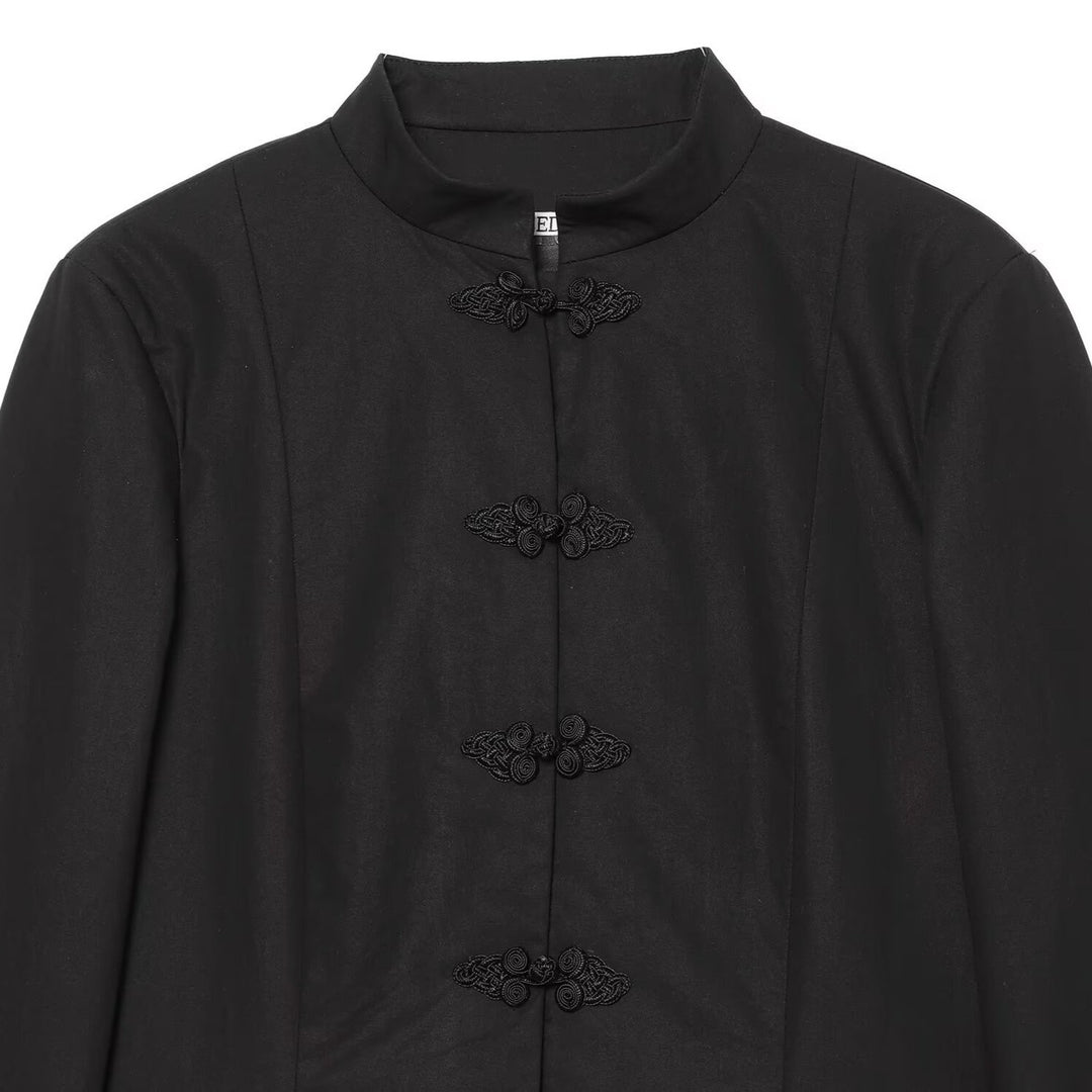 Women’s short jacket in Mandarin style with traditional cord buttons and narrow silhouette Amarae