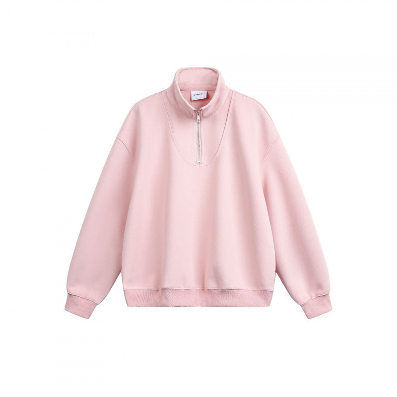 Unisex Lockeres Sweatshirt with short zipper, stand-up collar, and cotton fleece inside Amarae