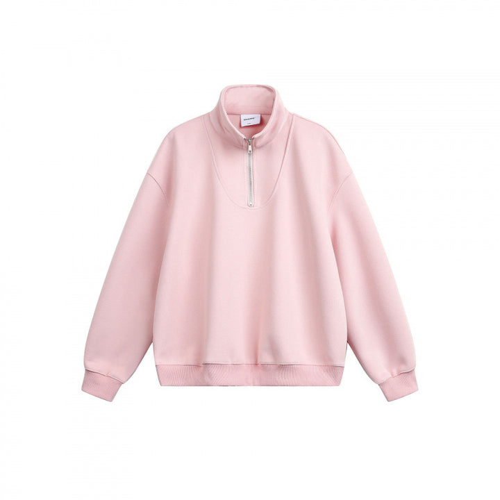 Unisex Lockeres Sweatshirt with short zipper, stand-up collar, and cotton fleece inside Amarae