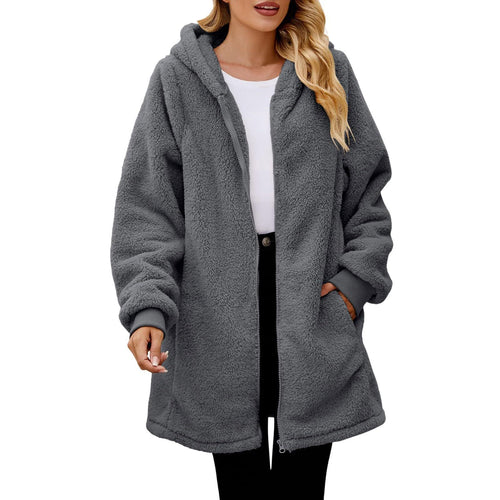 Ladies fleece jacket with hood and side pockets Amarae