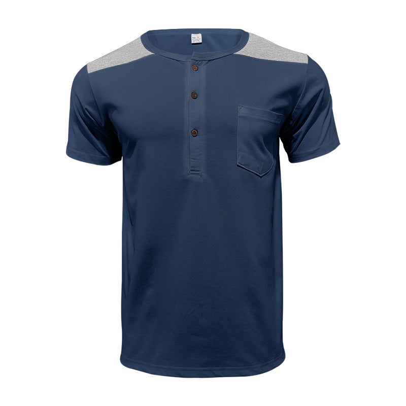 Men's short sleeve Henley t-shirt with textured design and practical chest pocket Lune London