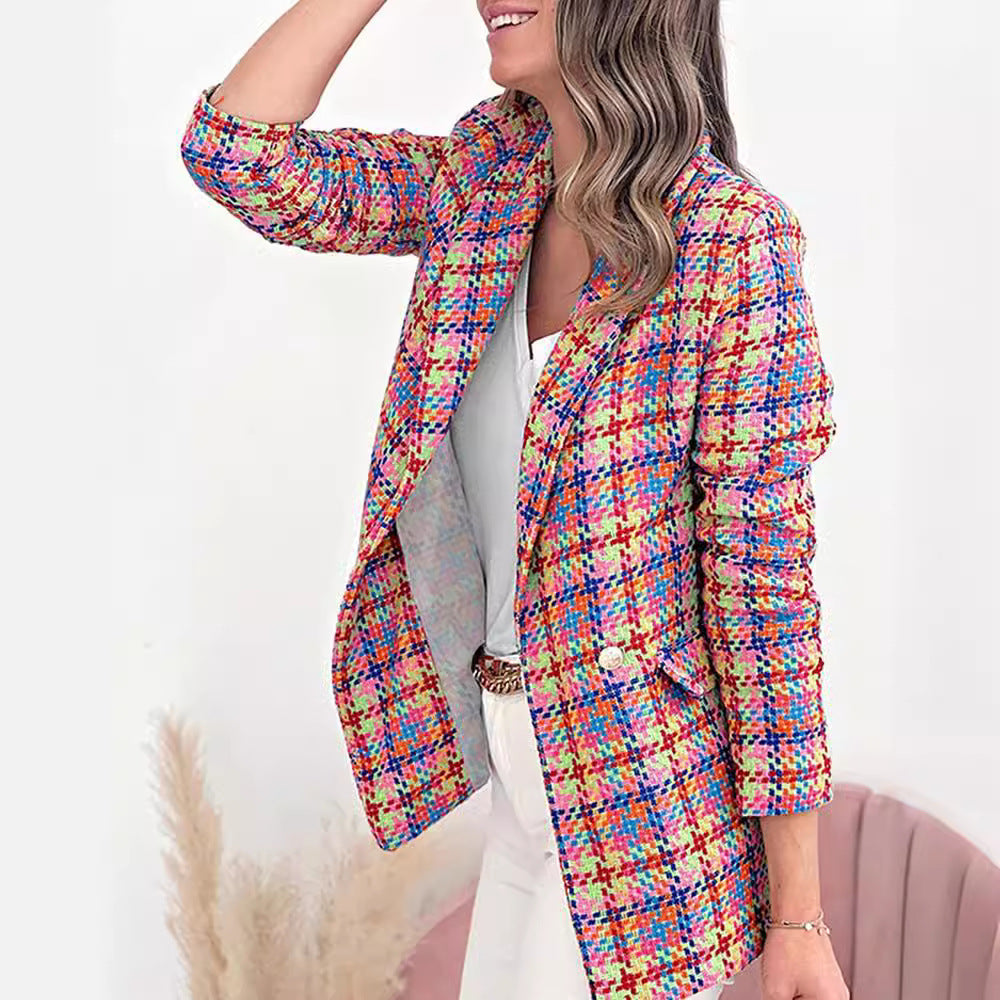 Double-breasted checked jacket for women Lune London