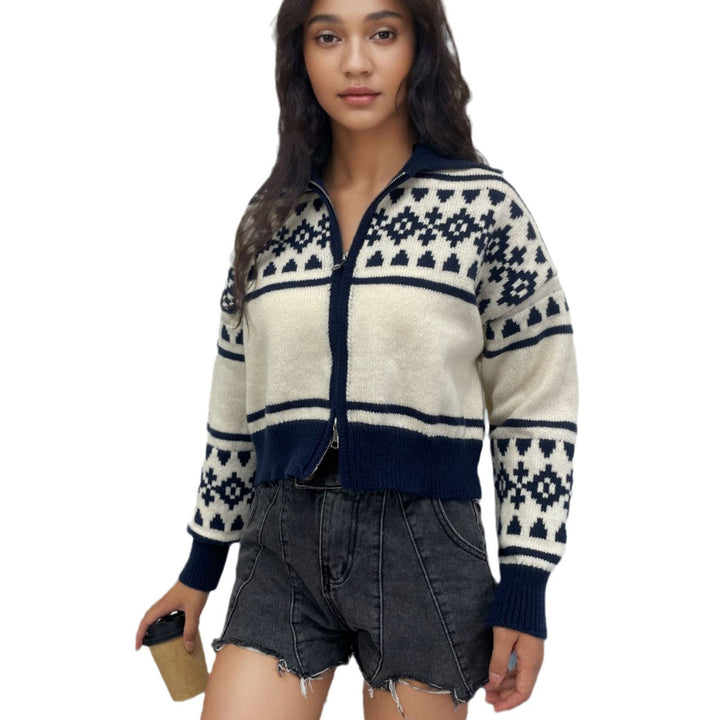 Fashionable winter sweater for ladies with geometric pattern Lune London