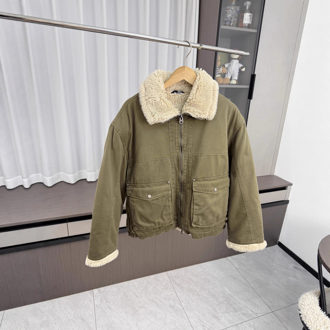 Men's short jacket in utility style with teddy collar and padded lining Amarae