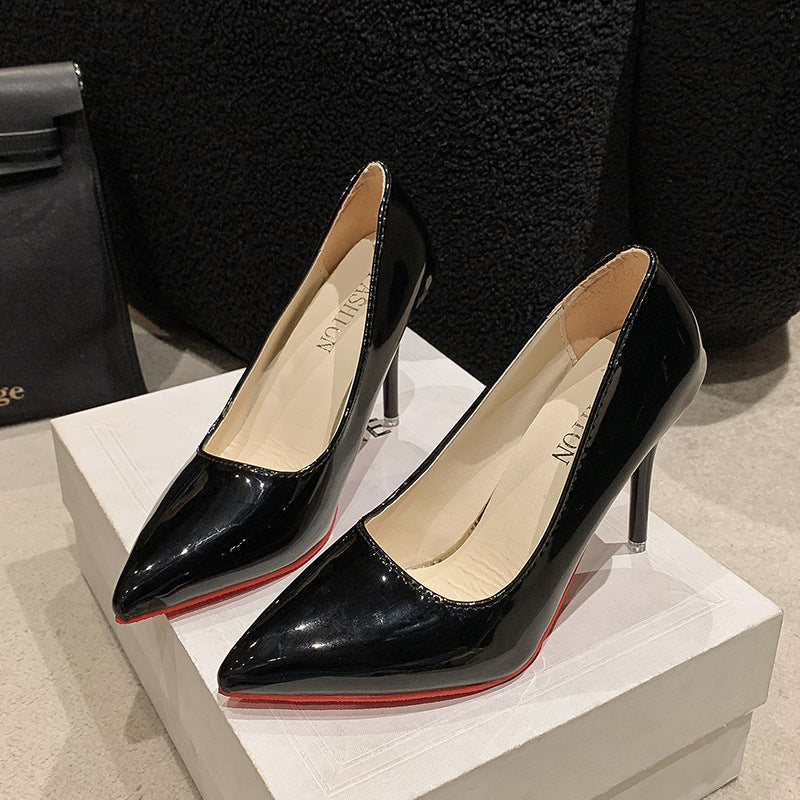 Elegant Ladies High Heels with Pointed Toe and Transparent Heel Lune London