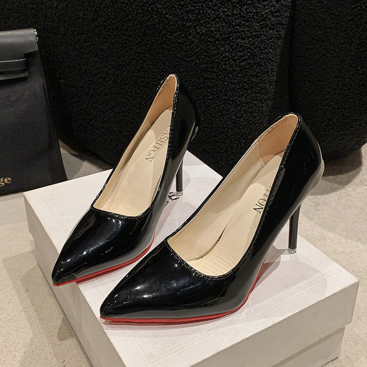 Elegant Ladies High Heels with Pointed Toe and Transparent Heel Lune London