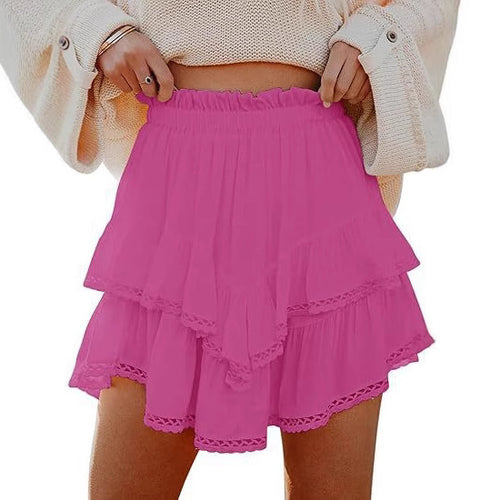 Summer skirt for women with voluminous lace details and an elastic waist Amarae