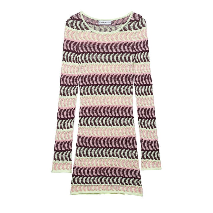 Women High Knit Long Sleeve Top with Fashionable Wave Pattern Lune London