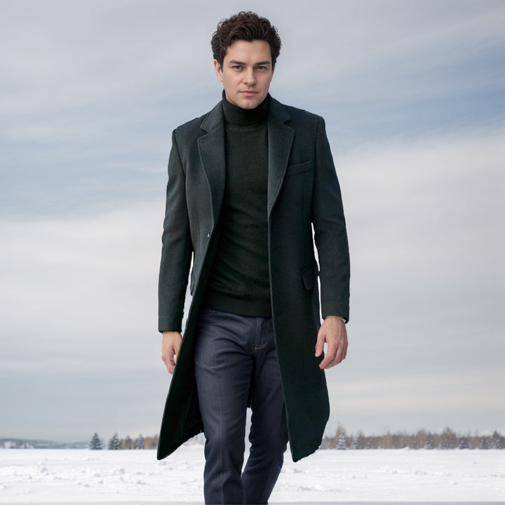 Elegant long coat for men in wool blend Lune London