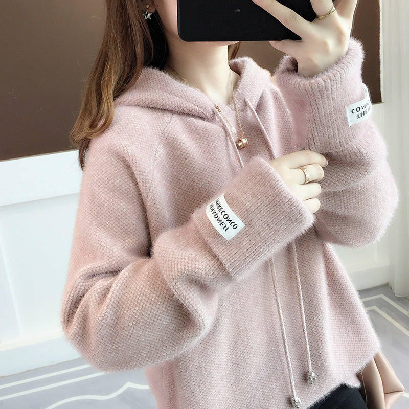 Ladies Cozy Hooded Sweatshirt with Drawstring and High Neck Amarae
