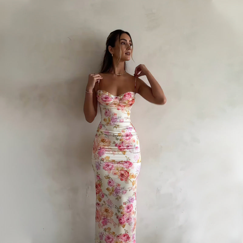Chic Floral Bodycon Maxi Dress Women