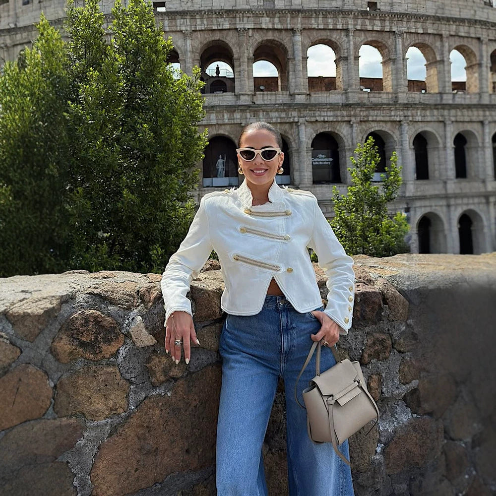 Women's short jacket in military look with decorative cord detailing and tailored fit Amarae