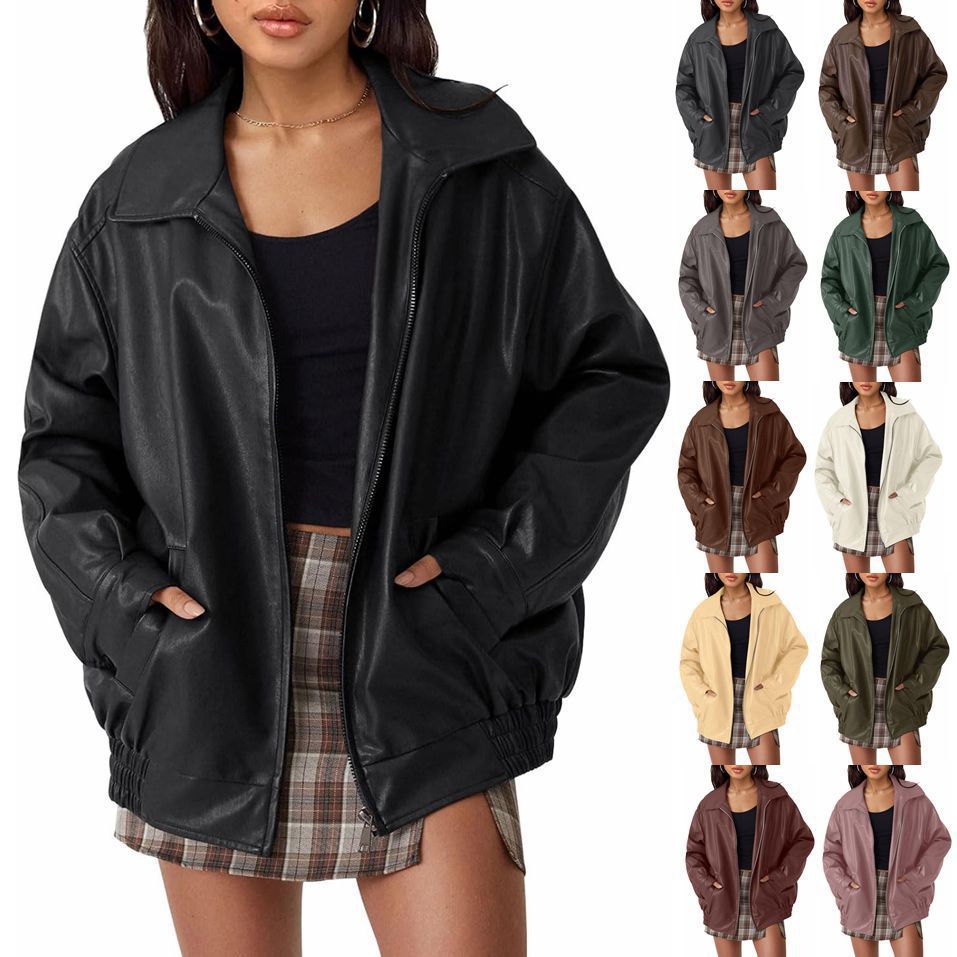 Trendy oversized faux leather women's jacket Lune London