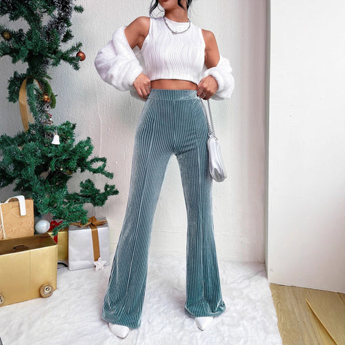 Women Elegant and Comfortable Satin Pants with Vertical Stripes Amarae