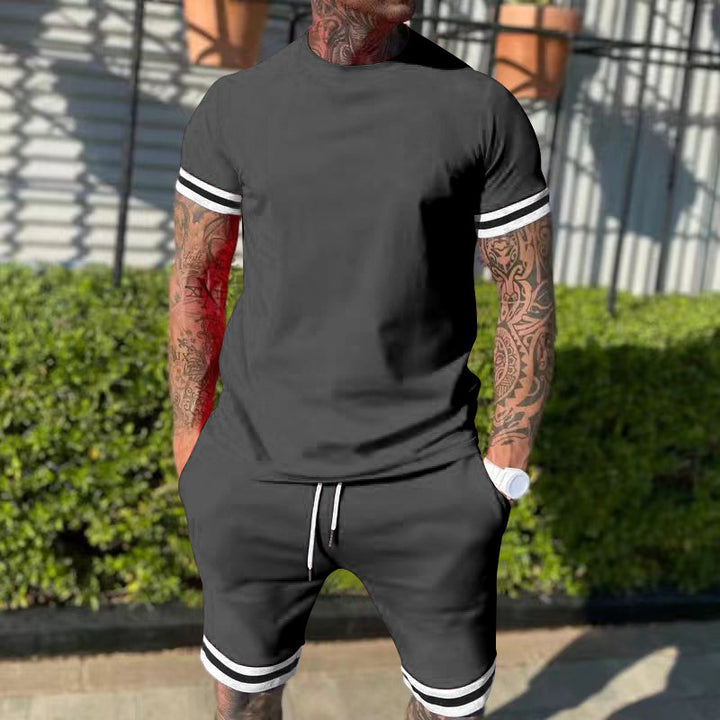 Men's short sleeve sports set with contrasting stripes Lune London