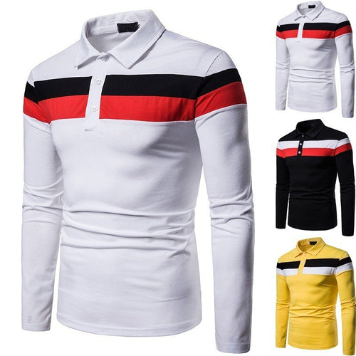 Men's long sleeve polo with contrasting stripes Amarae