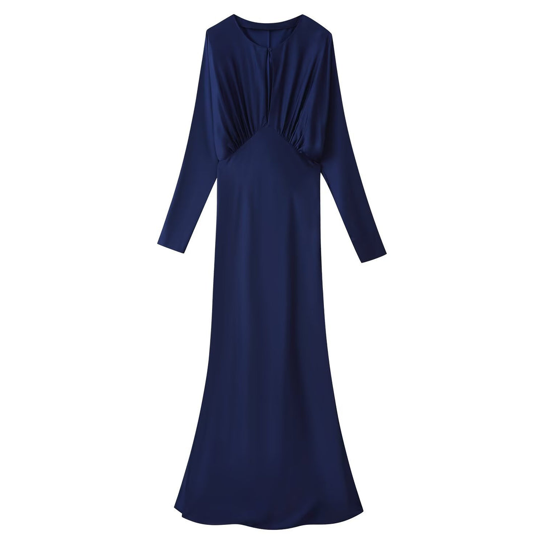 Women's Long Sleeve Maxi Dress with Ruffle Silhouette and Keyhole Neckline Amarae
