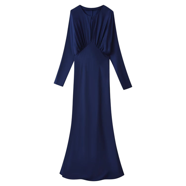 Women's Long Sleeve Maxi Dress with Ruffle Silhouette and Keyhole Neckline Amarae