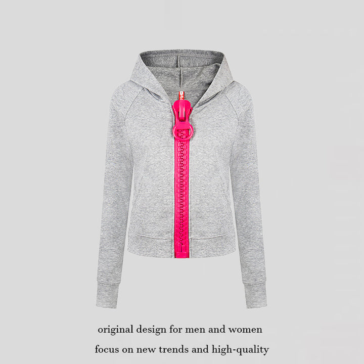 Women’s hooded sweatshirt jacket with oversized zipper and relaxed fit Amarae
