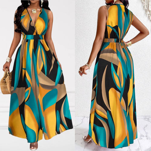 Amarae Elegant V-neck Maxi Dress