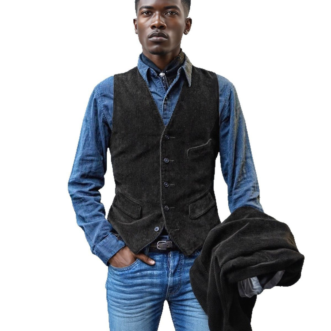 Elegant corduroy vest for men with modern pockets Amarae