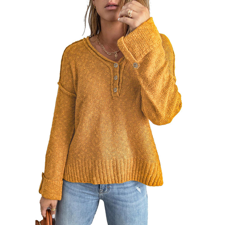 Casual knit pullover for women with button details and dropped shoulders Lune London