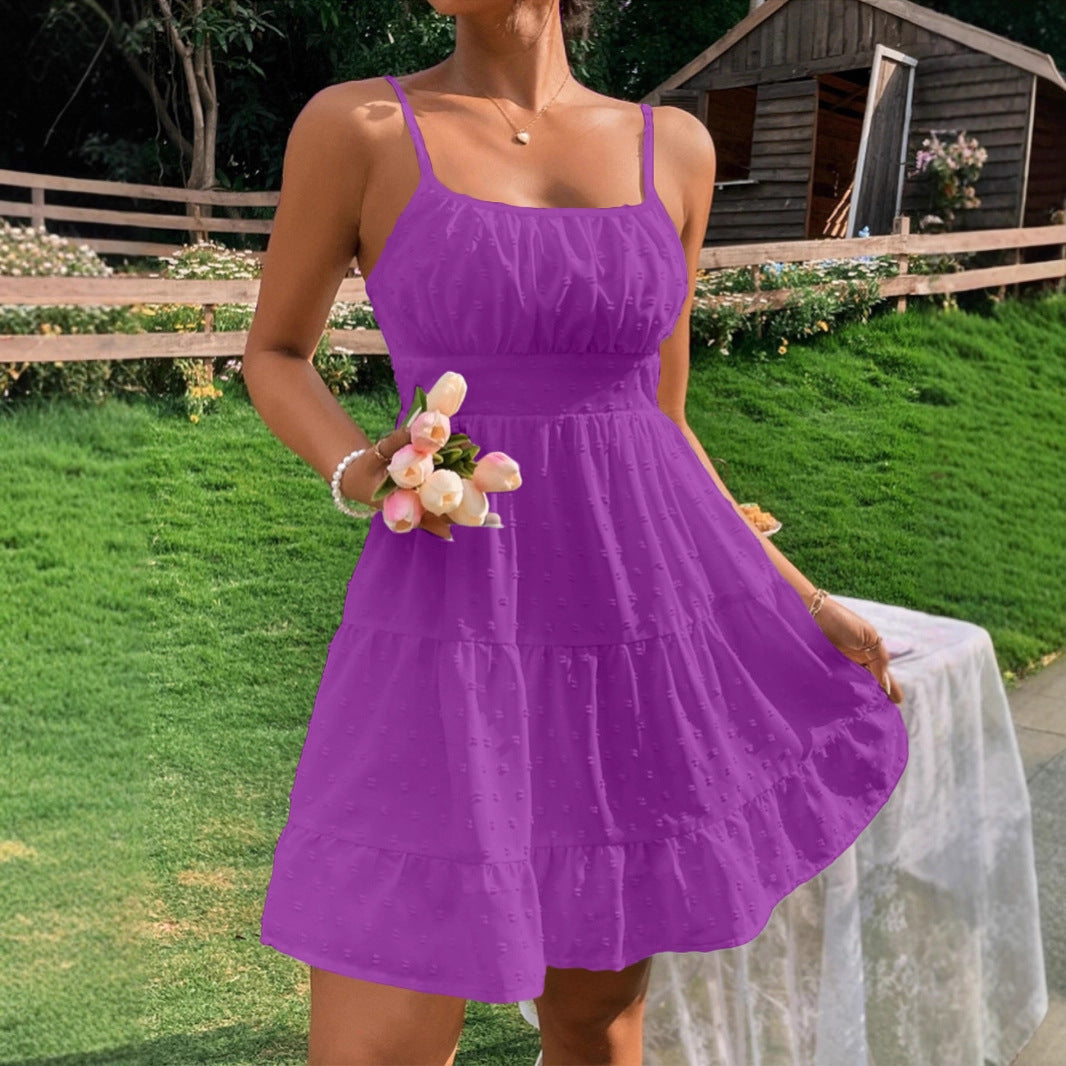 Summer dress for women with ruffles and adjustable spaghetti straps Lune London