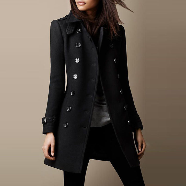 Elegant trench coat for women with a double row of buttons and weighted collar Amarae