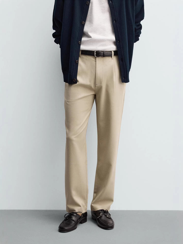 Men's straight-cut chino pants with crease Amarae