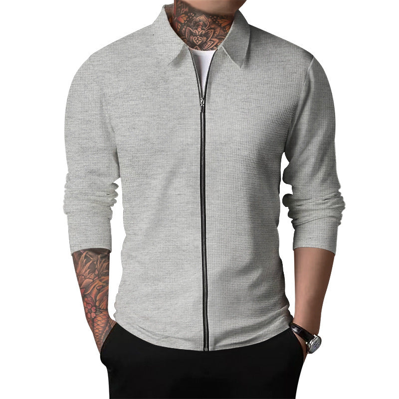 Casual zip sweatshirt for men with textured superior material Amarae