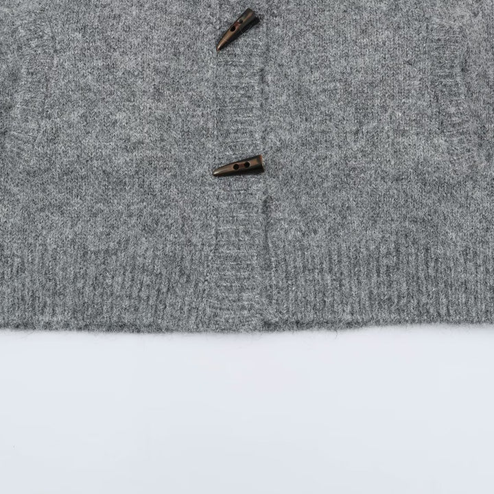 Women’s Norwegian cardigan with stand-up collar and wooden button closures Amarae