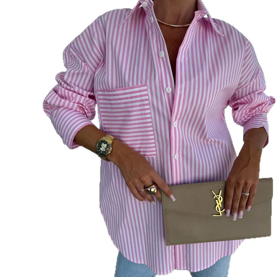 Women Striped Blouse Elegant with Casual Cut Lune London