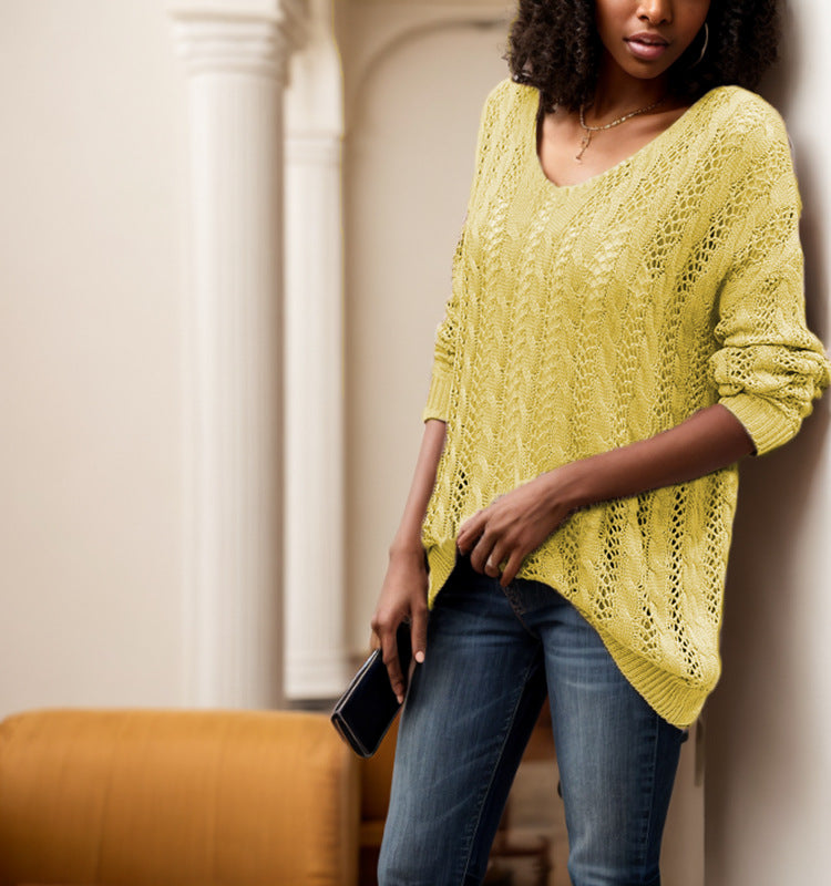 Airy knit sweater for women with ribbed texture and asymmetrical hem Lune London