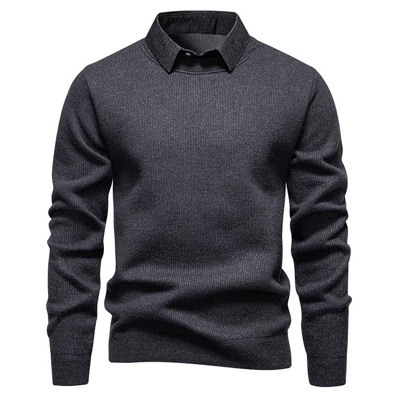 Men's Fine Knit Pullover with Modern Collar Design Lune London