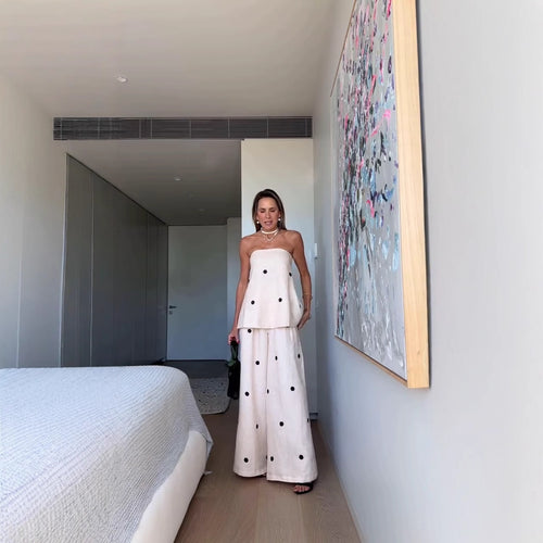Women's set consisting of a sleeveless top and wide polka dot pants Amarae