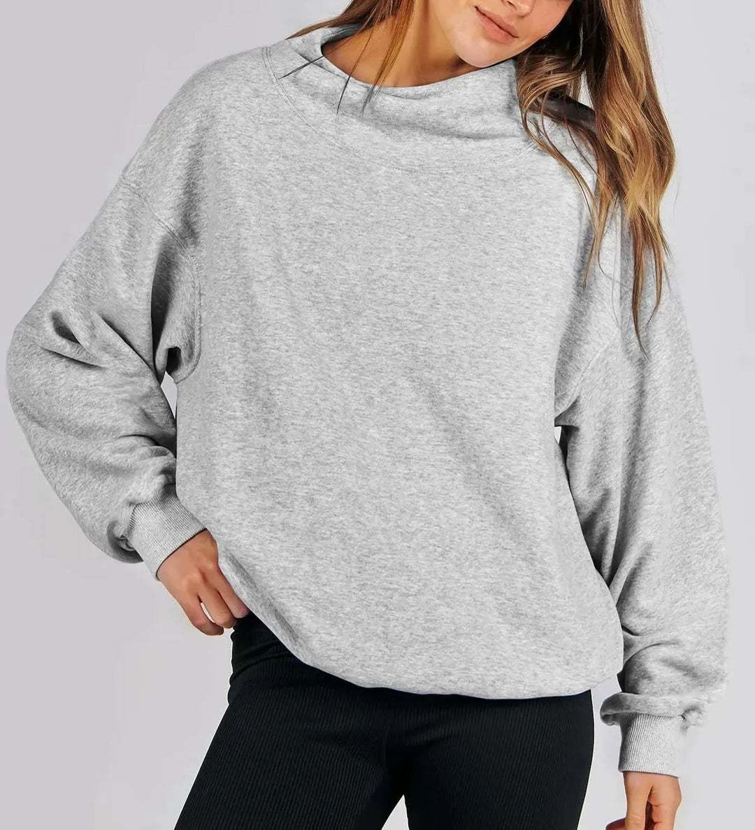 Oversized sweatshirt for women with high collar and side slits Lune London