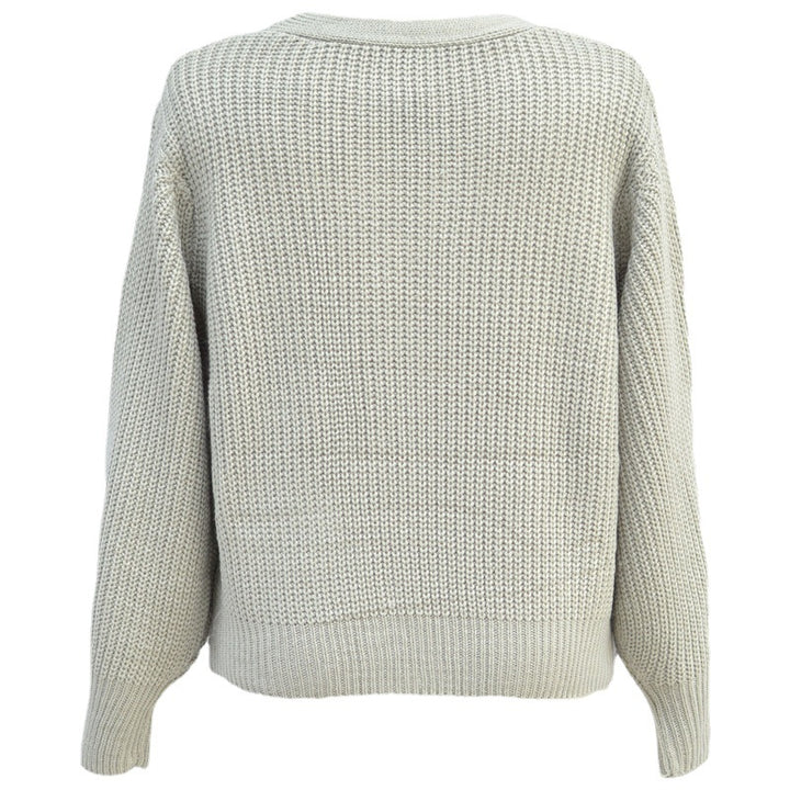 Knit jacket for women with deep V-neck and large buttons Lune London