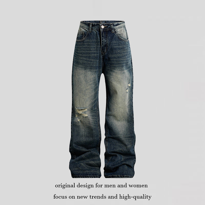 Women's Loose Highwaist Distressed Denim Jeans in Palazzo Cut Amarae