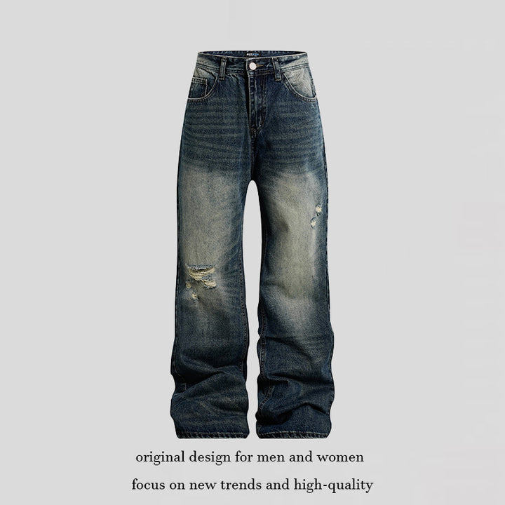Women's Loose Highwaist Distressed Denim Jeans in Palazzo Cut Amarae