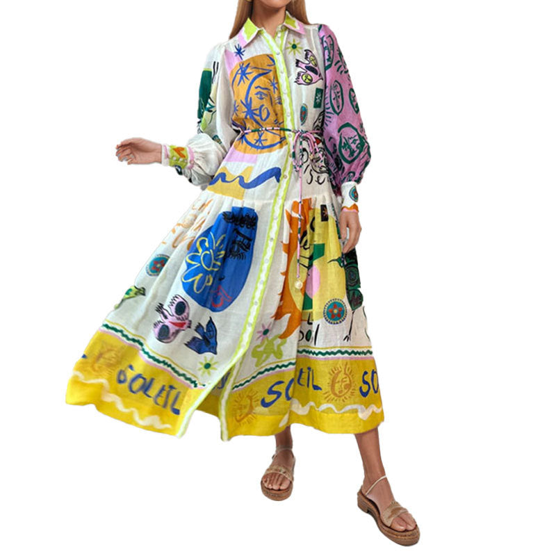 Robe chemise femme avec design artistique et coupe confortable Chic & Stil